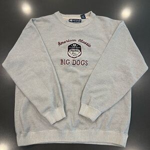 Big Dogs Gray Crewneck Sweater with Embroidered Logo